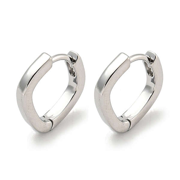 

PandaHall Brass Hoop Earrings, Real Platinum Plated, 12.5x2mm Brass Rhombus