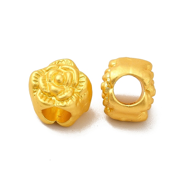 

PandaHall Rack Plating Alloy European Beads, Large Hole Beads, Flower, Matte Gold Color, 9.5x9x8.5mm, Hole: 4.5mm Alloy Flower