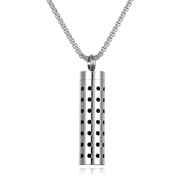 

PandaHall Titanium Steel Perfume Bottle Necklaces, Column with Aromatherapy Cotton Sheet Inside Necklace, Round, 25.59 inch(65cm) Titanium...