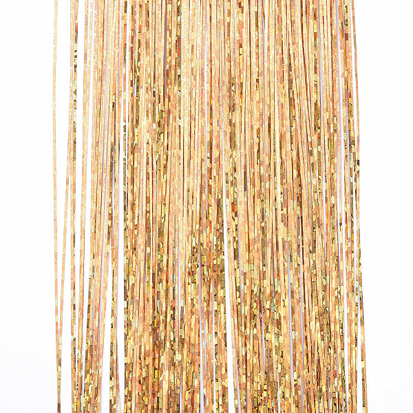 

PandaHall Fashion Women's Hair Accessories, with PET & Braid Nylon Metallic Cord Hair Wigs, Goldenrod, 500x35mm Nylon Gold