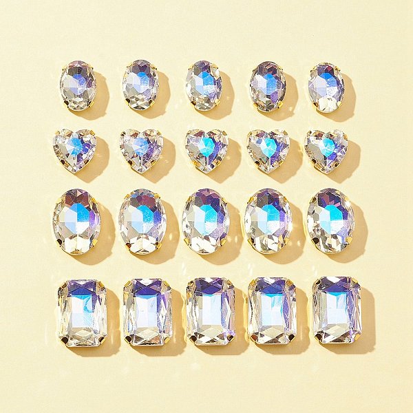 

PandaHall 20Pcs 4 Styles Heart & Oval & Rectangle Sew on Rhinestone, Faceted Glass Rhinestone, Multi-Strand Links, Moonlight..., Clear
