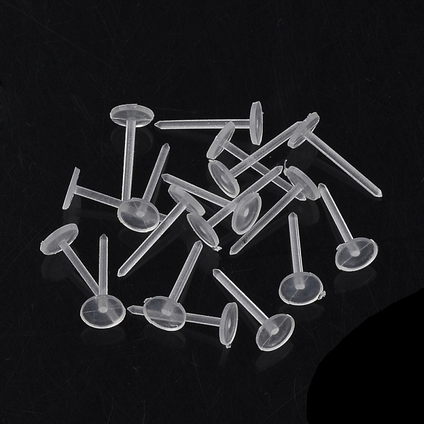 

PandaHall Plastic Stud Earring Findings, Flat Round, Clear, 4.5~5mm, Pin: 0.8mm, about 625pcs/10g Plastic Flat Round Clear
