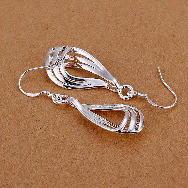

PandaHall teardrop, Brass Dangle Earrings, Silver Color Plated, 44x13mm Brass