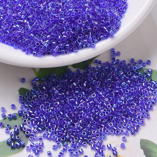 

PandaHall MIYUKI Delica Beads, Cylinder, Japanese Seed Beads, 11/0, (DB0063) Cobalt Lined Sapphire AB, 1.3x1.6mm, Hole: 0.8mm, about..., Blue