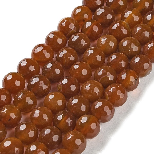 

PandaHall Natural Agate Beads Strands, Dyed & Heated, Faceted, Round, Saddle Brown, 10mm, Hole: 0.8mm, about 37pcs/strand, 14.96''(38cm)...