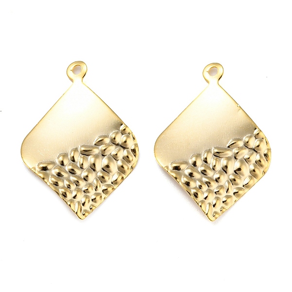 

PandaHall Eco-friendly Brass Pendants, Cadmium Free & Lead Free, Textured Rhombus Charm, Real 24K Gold Plated, 23x16x0.5mm, Hole: 1.2mm...