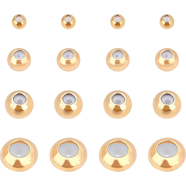 

PandaHall BENECREAT Brass Beads, with Rubber Inside, Slider Beads, Stopper Beads, Nickel Free, Round, Real 18K Gold Plated, 3~8x2.5~4mm...