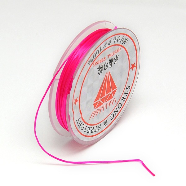 

PandaHall Flat Elastic Crystal String, String Cord Crystal Threads, Deep Pink, 0.8mm, about 10.93 yards(10m)/roll Spandex Flat Pink