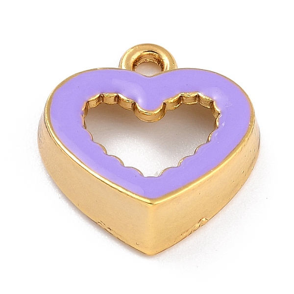 

PandaHall Golden Alloy Enamel Pendants, Long-Lasting Plated, Hollow Heart, Lilac, 18x17x6mm, Hole: 1.8mm Alloy+Enamel Heart Purple