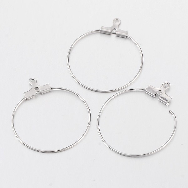 

PandaHall Brass Pendants, Hoop Earring Findings, Platinum, 21 Gauge, 30x28~29x0.7mm, Hole: 1mm Brass