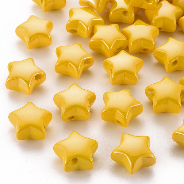 

PandaHall Opaque Acrylic Beads, Pearlized, Star, Gold, 20.5x21x12.5mm, Hole: 3.5mm Acrylic Star Gold
