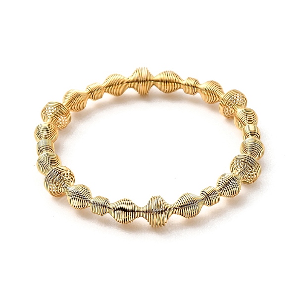 

PandaHall Ion Plating(IP) 304 Stainless Steel Spiral Beaded Bangle, Wire Wrapped Jewelry for Women, Golden, Inner Diameter: 2-3/8 inch(6cm)...