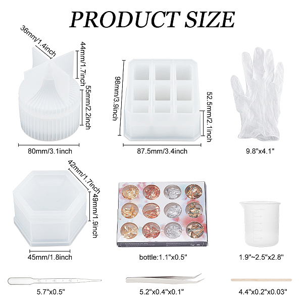 

PandaHall Olycraft DIY Beauty Makeup Storage Box Epoxy Resin Crafts Kits, with Silicone Storage Box Molds, UV Gel Nail Art Tinfoil, Plastic..., White