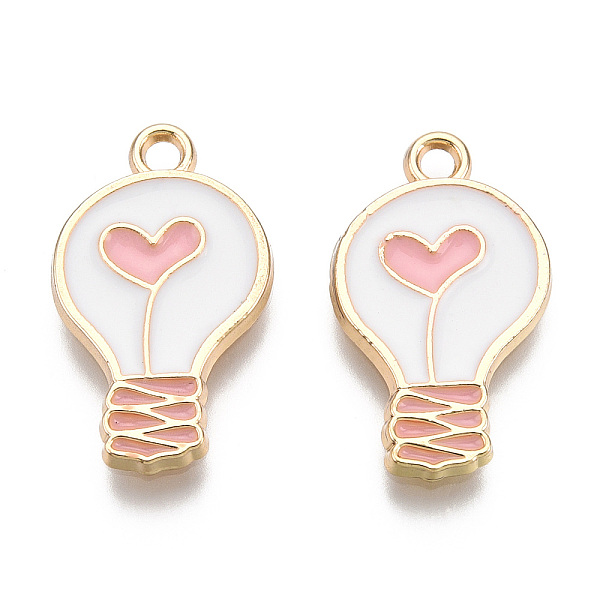 

PandaHall Alloy Enamel Pendants, Light Gold, Bulb, Pink, 20x12x2mm, Hole: 1.8mm Alloy+Enamel Others Pink