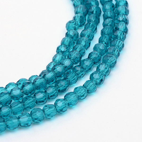 

PandaHall Transparent Glass Bead Strands, Faceted(32 Facets) Round, Dark Turquoise, 6mm, Hole: 1mm, about 94~97pcs/strand, 53~54cm Glass..., Cyan