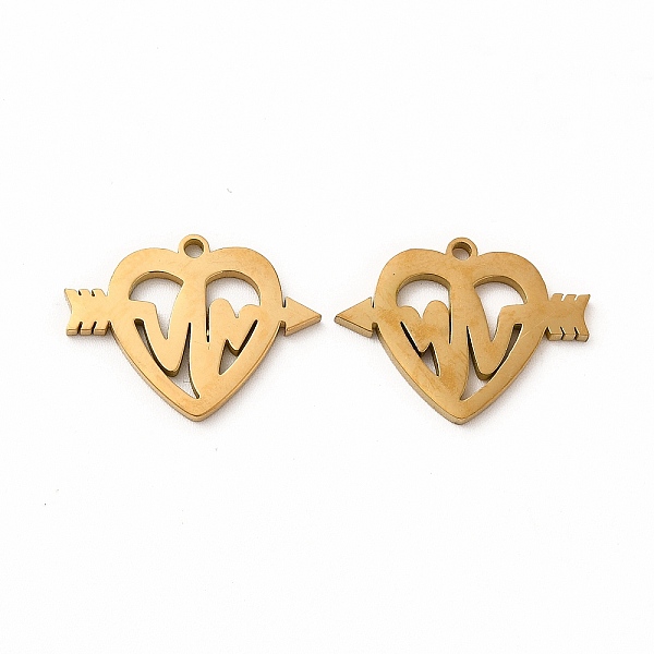 

PandaHall Ion Plating(IP) 304 Stainless Steel Pendants, Heart with Arrow and Heartbeat, Golden, 15x20x1.4mm, Hole: 1.4mm 304 Stainless Steel...