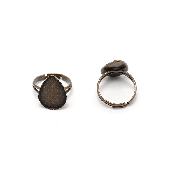 

PandaHall Adjustable Brass Finger Rings Components, Pad Ring Base Findings, Flat Teardrop, Antique Bronze, US Size 6 3/4(17.1mm), Tray...