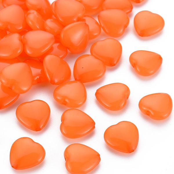 

PandaHall Transparent Acrylic Beads, Dyed, Heart, Dark Orange, 13.5x14x6mm, Hole: 1.5mm, about 775pcs/500g Acrylic Heart