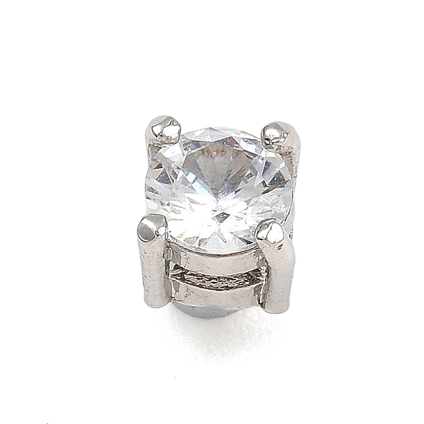 Aretes de clip redondos y planos con circonitas cúbicas transparentes