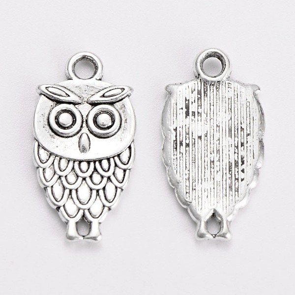 

PandaHall Tibetan Style Zinc Alloy Pendants, Cadmium Free & Lead Free, Owl, Antique Silver, 18x9x3mm, Hole: 2mm Alloy Owl