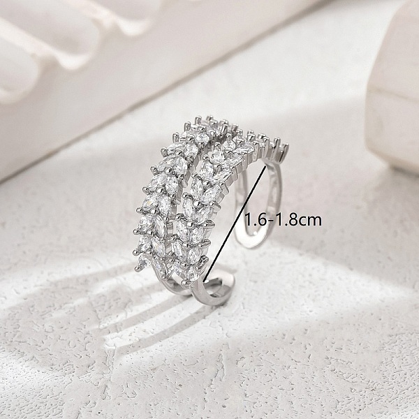 

PandaHall Luxury European American Double-layer Wheat Ear Open Ring for Women. Brass