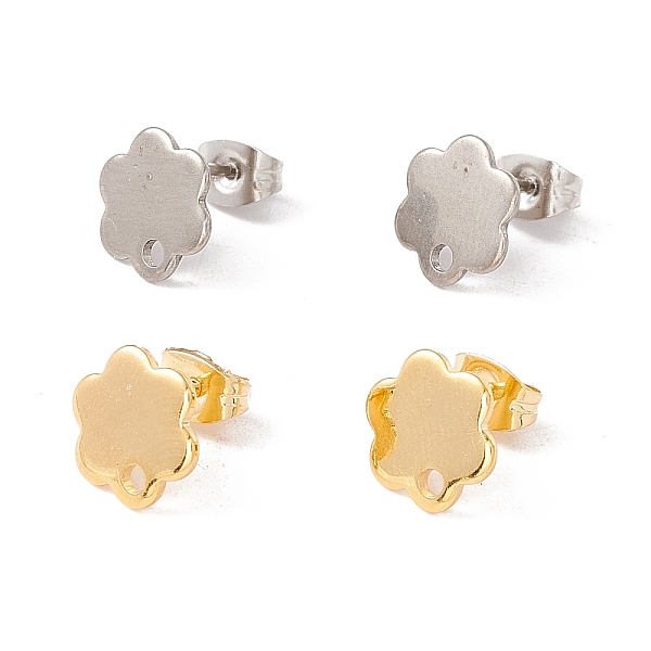 

PandaHall 201 Stainless Steel Stud Earring Findings with Hole, 304 Stainless Steel Pins and Ear Nuts, Flower, Mixed Color, 10x9mm, Hole...