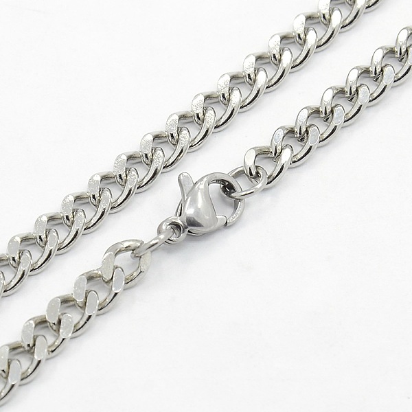 

PandaHall Men's 304 Stainless Steel Curb Chain Necklaces, with Lobster Claw Clasps, Faceted, Stainless Steel Color, 24.4 inch(62cm) 304...