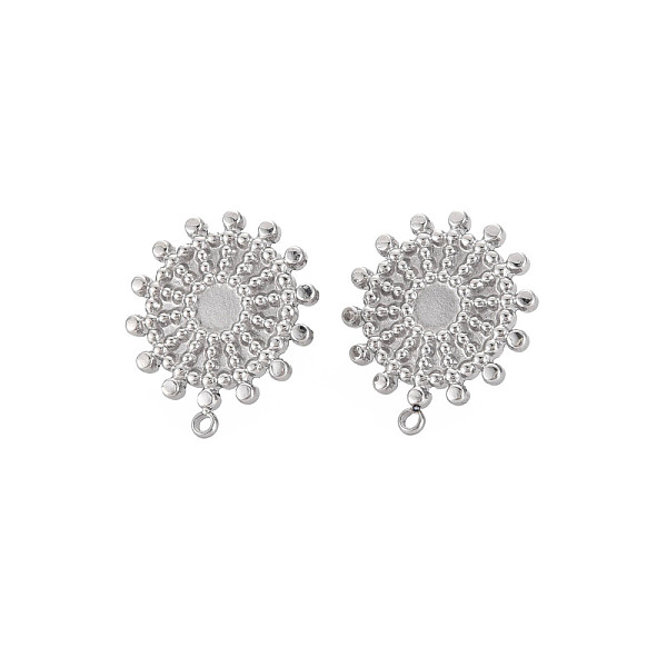 

PandaHall 304 Stainless Steel Stud Earring Findings, Earring Setting for Enamel, with Ear Nuts and Loops, Flat Round, Stainless Steel Color...