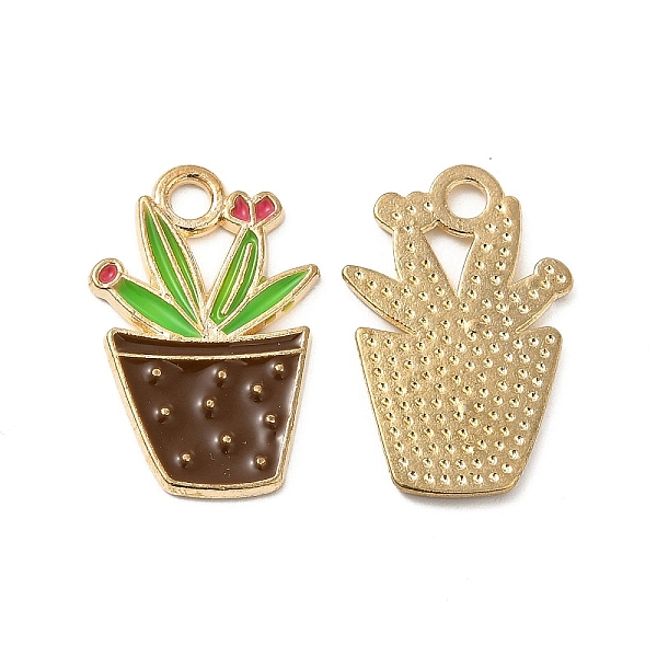 

PandaHall Alloy Enamel Pendants, Potted Plant Charm, Golden, Saddle Brown, 22x14.5x1.5mm, Hole: 2.5mm Alloy+Enamel Others