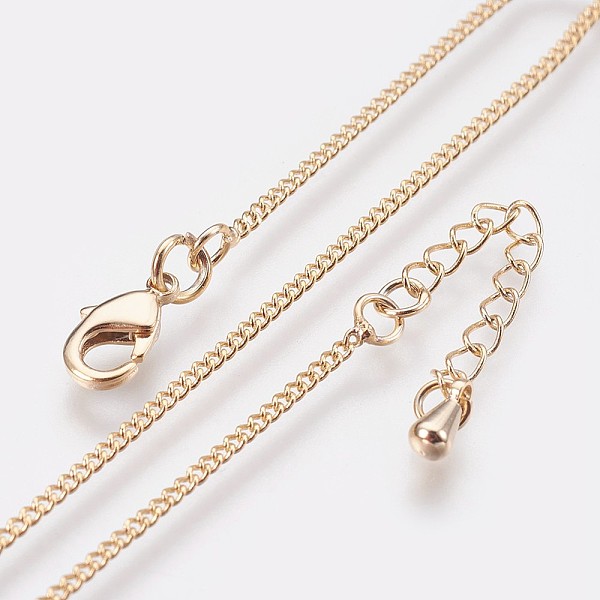 

PandaHall Long-Lasting Plated Brass Curb Chain Necklaces, with Lobster Claw Clasp, Nickel Free, Real 18K Gold Plated, 18.1 inch (46cm)...