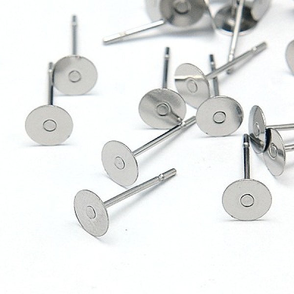 

PandaHall Original Color Stainless Steel Stud Earring Findings, 12x5mm, Pin: 0.7mm Stainless Steel Round
