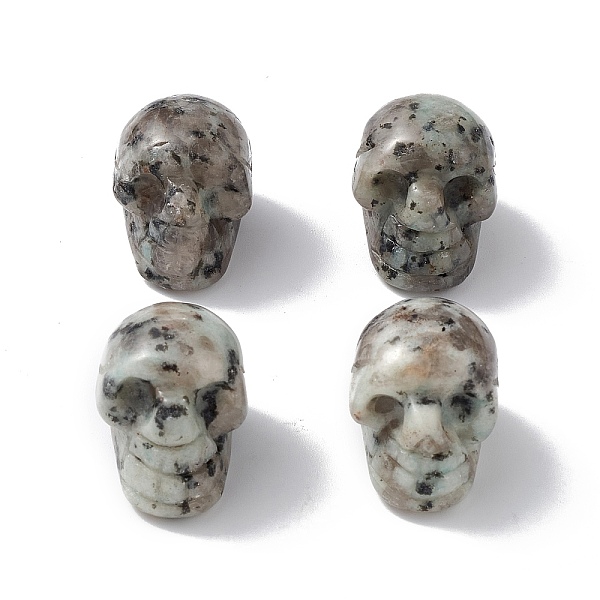 

PandaHall Natural Sesame Jasper/Kiwi Jasper Display Decoration, for Home Office Tabletop, Skull, 18~23x17~23.5x23~26mm Sesame Jasper Skull