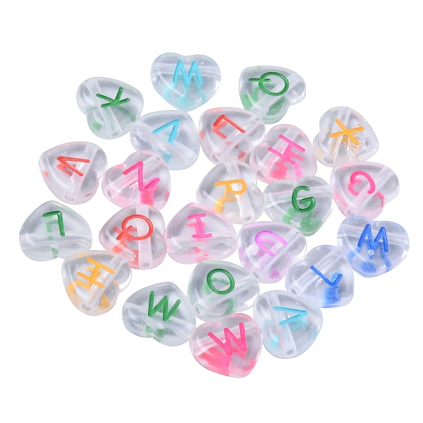 

PandaHall Transparent Acrylic Beads, Heart with Random Letters, Mixed Color, 10.5x11.5x4mm, Hole: 1.8mm, about 500pcs/200g Acrylic Heart..., Multicolor