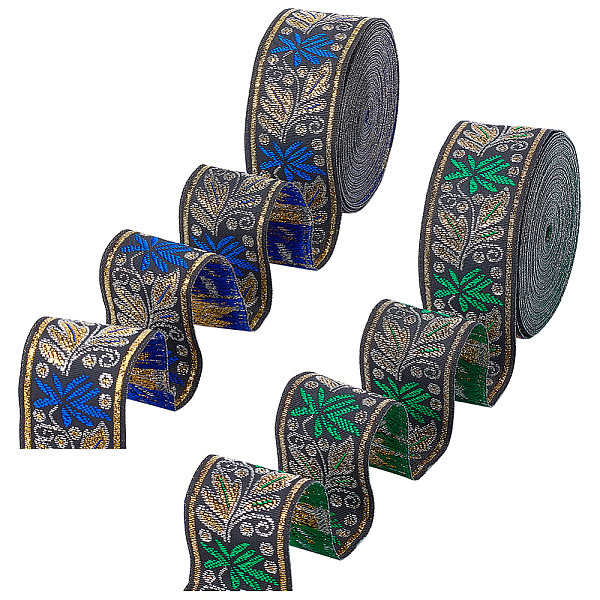 PandaHall PH 14 Yard Embroidered Jacquard Ribbon, 1-1/4 Inch Ethnic Ribbon Floral Embroidery Jacquard Trim Woven Ribbon for DIY Clothing...