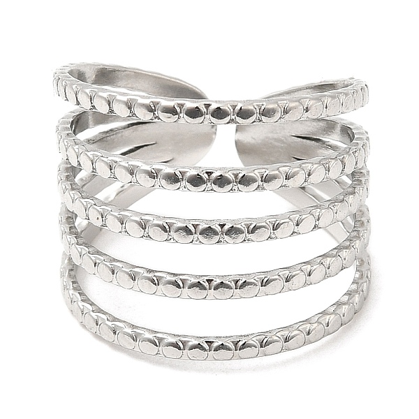 

PandaHall 304 Stainless Steel Open Cuff Rings, Multi Line, Stainless Steel Color, US Size 7 1/4(17.5mm) 304 Stainless Steel