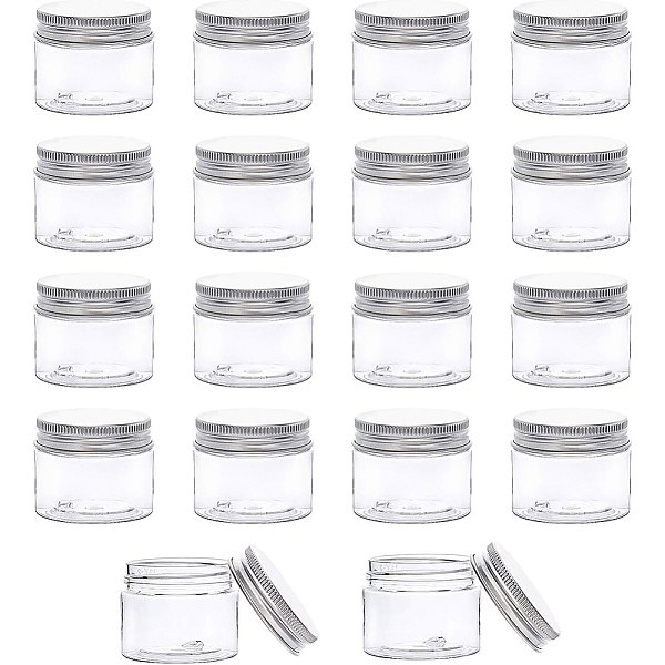 

PandaHall BENECREAT 18 Pack 40ml Clear PET Plastic Storage Containers Jars with Aluminum Screw Caps for Travel Cosmetics Body Care, DIY Arts...