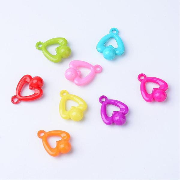 

PandaHall Opaque Acrylic Pendants, Heart, Mixed Color, 29.5x22x9.5mm, Hole: 3.5mm, about 350pcs/500g Acrylic Heart Multicolor