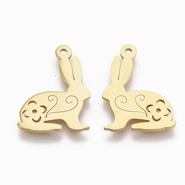 

PandaHall 201 Stainless Steel Pendants, Easter Bunny, Golden, 19x14x1mm, Hole: 1.2mm 201 Stainless Steel Rabbit
