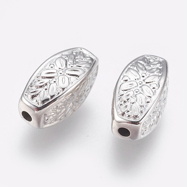 

PandaHall CCB Plastic Beads, Oval with Flower, Platinum, 13.5x6.5x7mm, Hole: 1mm Plastic Oval