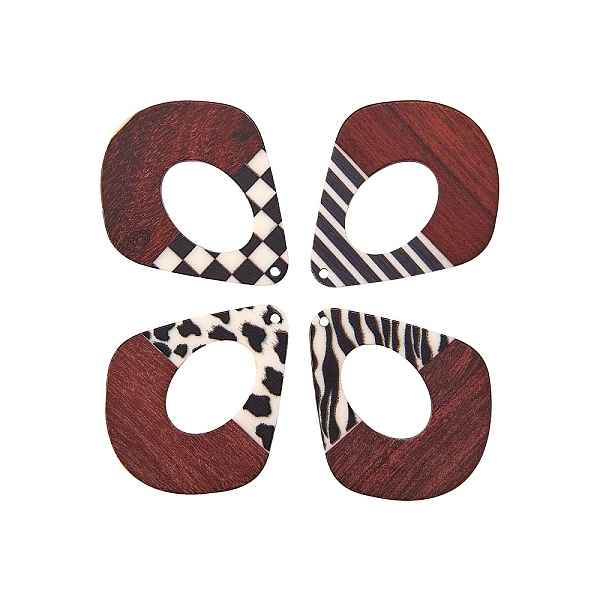 

PandaHall Printed Epoxy Resin & Wood Pendants, Teardrop, Coconut Brown, 48.5x41x3mm, Hole: 2mm Resin+Wood Teardrop Brown