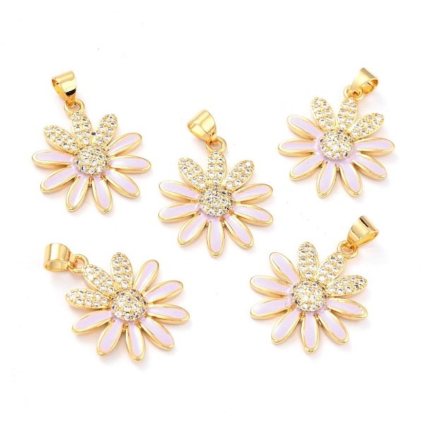 

PandaHall Real 18K Gold Plated Brass Micro Pave Cubic Zirconia Pendants, with Enamel, Long-Lasting Plated, Flower, Lilac, 22.5x19.5x3.5mm..., Purple