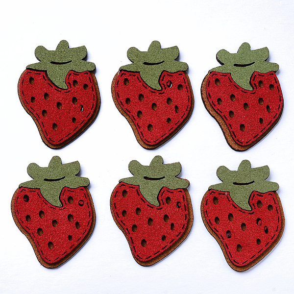 

PandaHall Faux Suede Patches, Costume Ornament Accessories, for Magic Tape Hair Clip Making, Strawberry, Red, 44x33x3mm Faux Suede Fruit Red