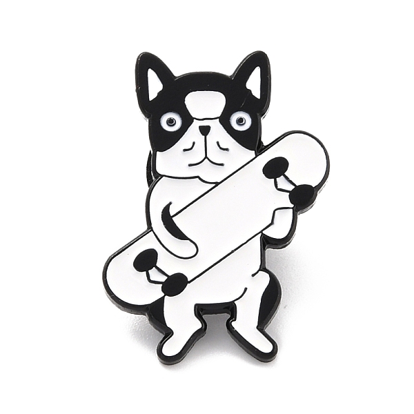 

PandaHall Dog with Skateboard Enamel Pin, Cute Animal Alloy Enamel Brooch for Backpack Clothes, Electrophoresis Black, White, 28x18x10.5mm...