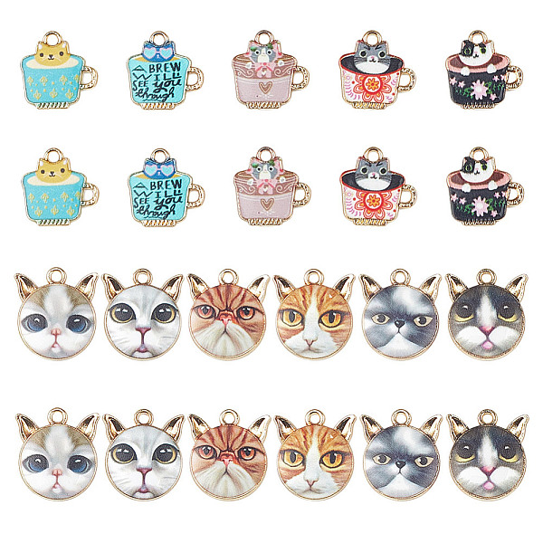 

PandaHall GOMAKERER 40Pcs 10 Style Rack Plating Alloy Enamel Pendants, Light Gold, Cat, Mixed Color, 15~20x15~18x1.9~2.5mm, Hole: 1.8~2mm..., Multicolor
