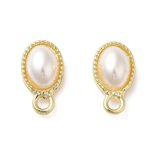 

PandaHall Alloy Stud Earring Findings, with Plastic Pearl Beaded & 925 Sterling Silver Pins & Horizontal Loops, Oval, Golden, 13x7.5x4mm...