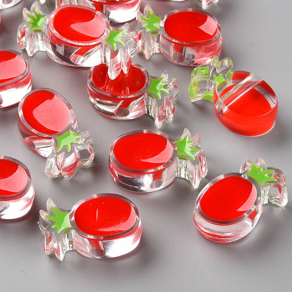 

PandaHall Transparent Enamel Acrylic Beads, Pineapple, Red, 25x15x9mm, Hole: 3.5mm Acrylic Fruit Red