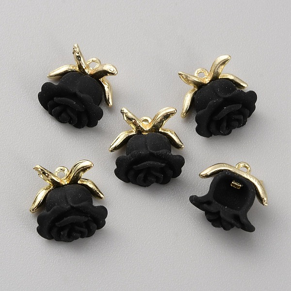 

PandaHall Spray Painted Alloy Charms, Rose, Black, 12x12x6mm, Hole: 0.9mm Alloy Flower Black