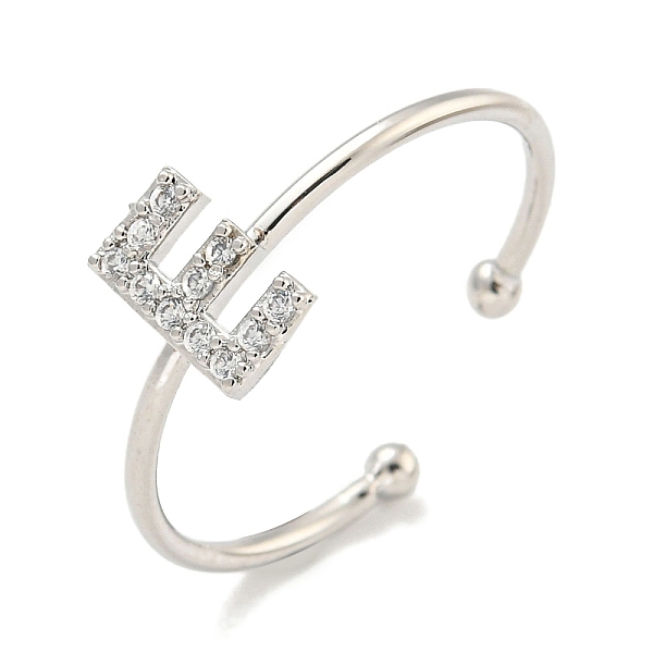 

PandaHall Rack Plating Brass Open Cuff Rings for Women, with Cubic Zirconia, Cadmium Free & Lead Free, Long-Lasting Plated, Letter, Letter E...