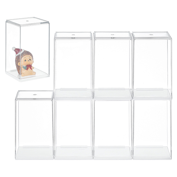 FINGERINSPIRE 8 Sets PET Plastic Minifigures Display Case, Dustproof Dolls Display Box for Models Toys Action Figures, Rectangle, Clear, 6.3x5.6x10.2cm