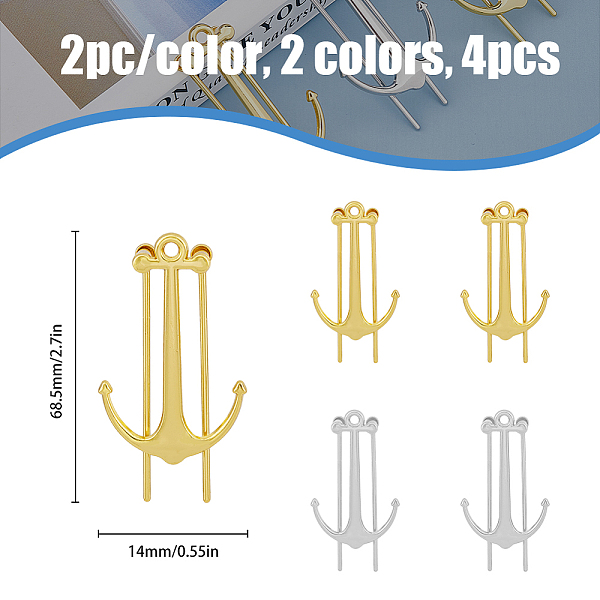 Hobbiesay 4 Stück Anker-Lesezeichen Aus Legierung In 2 Farben